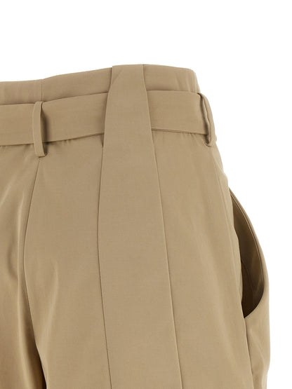 Balmain Anthem Buckle Shorts Beige