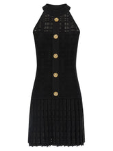 Balmain Tartan Knit Dress Black