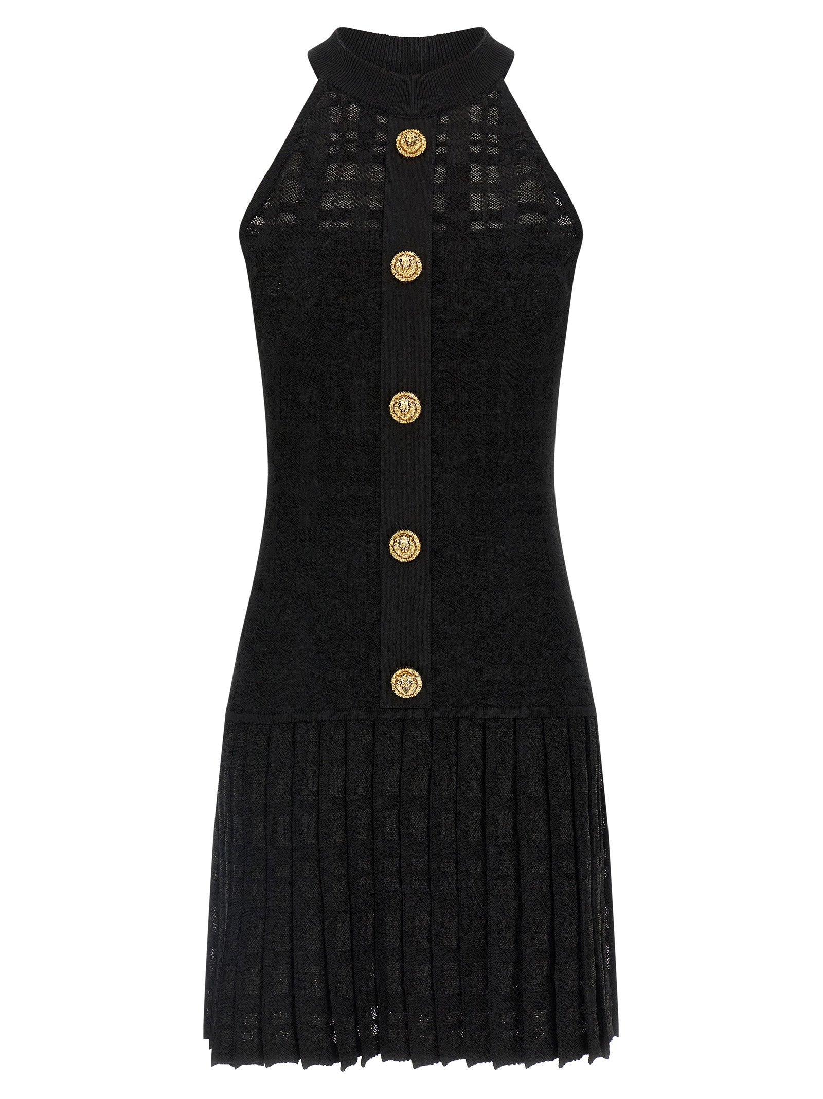 Balmain Tartan Knit Dress Black