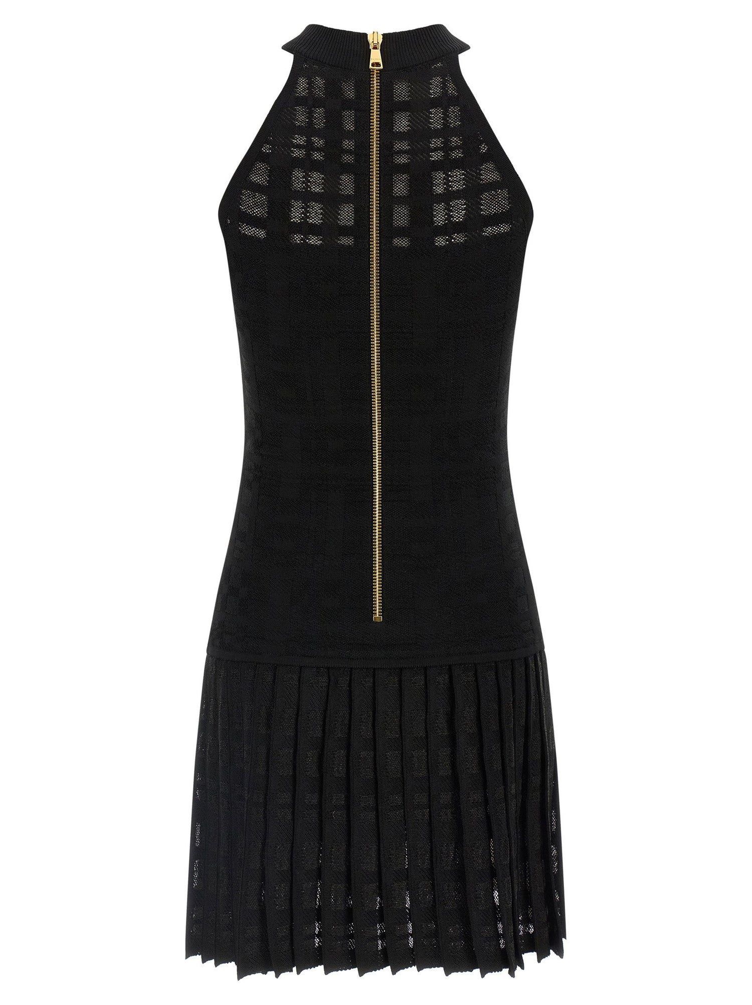 Balmain Tartan Knit Dress Black