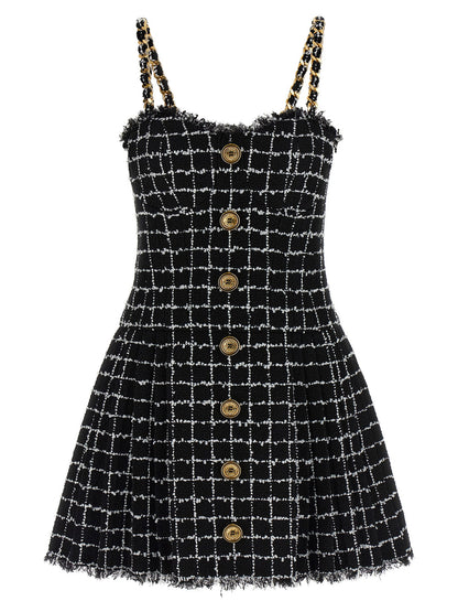 Balmain Tweed Dress Black