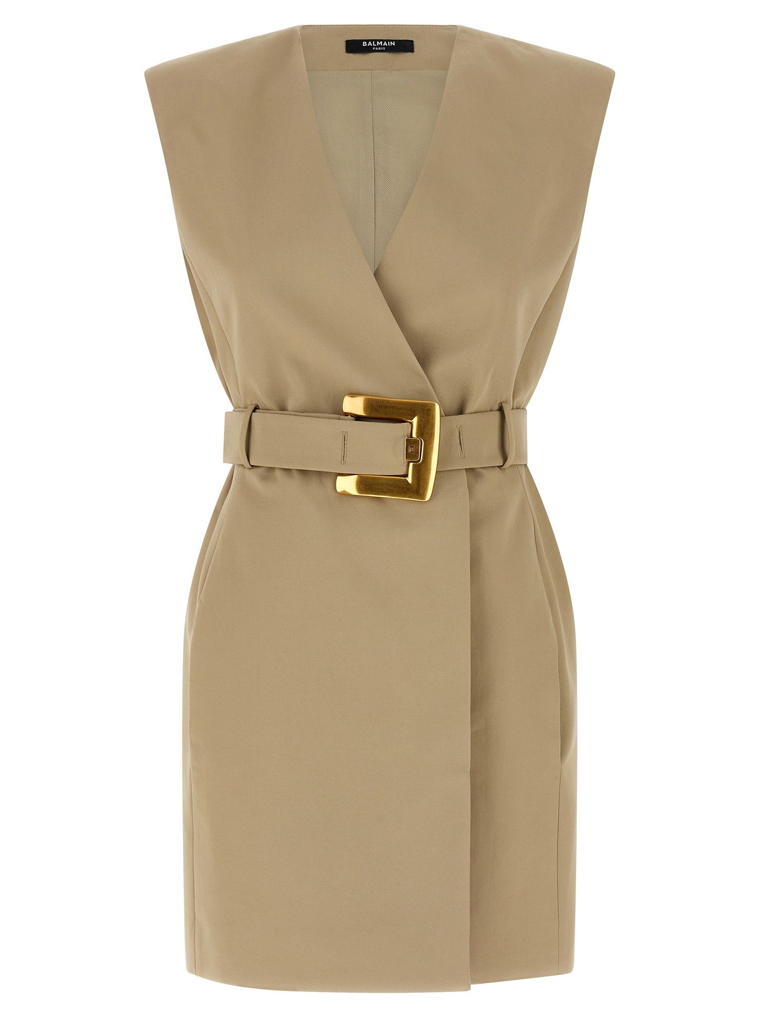 Balmain Anthem Dress Beige