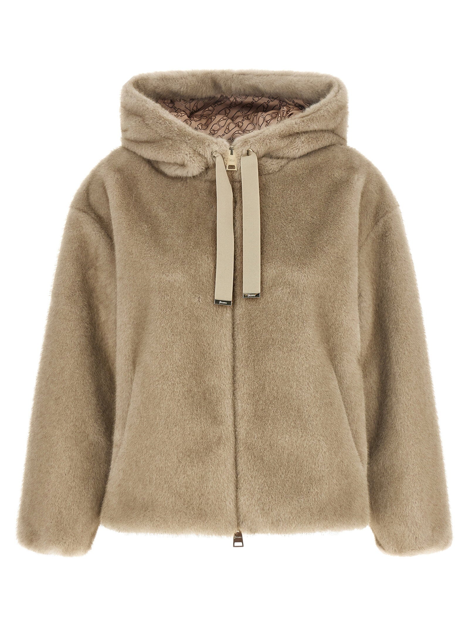 Herno Eco Fur Hooded Beige