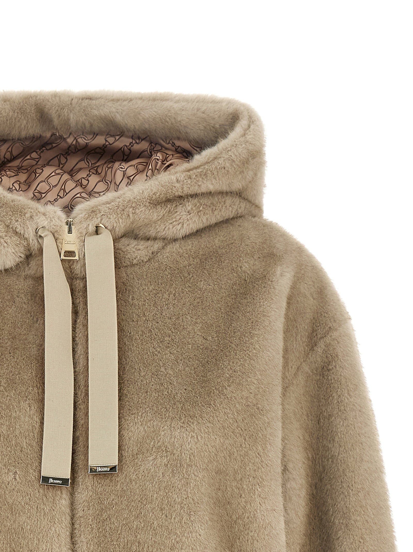 Herno Eco Fur Hooded Beige