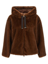 Herno Faux Fur Bomber Jacket Brown