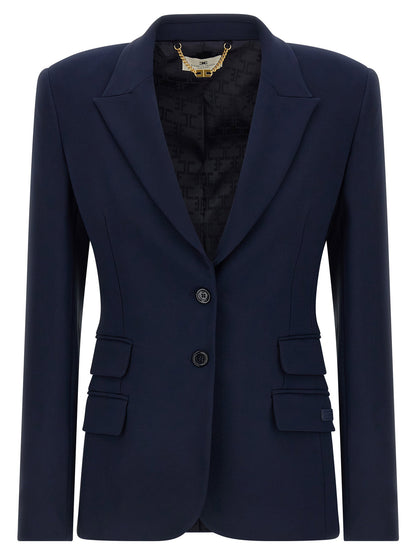 Elisabetta Franchi Light Crêpe Blazer Blue