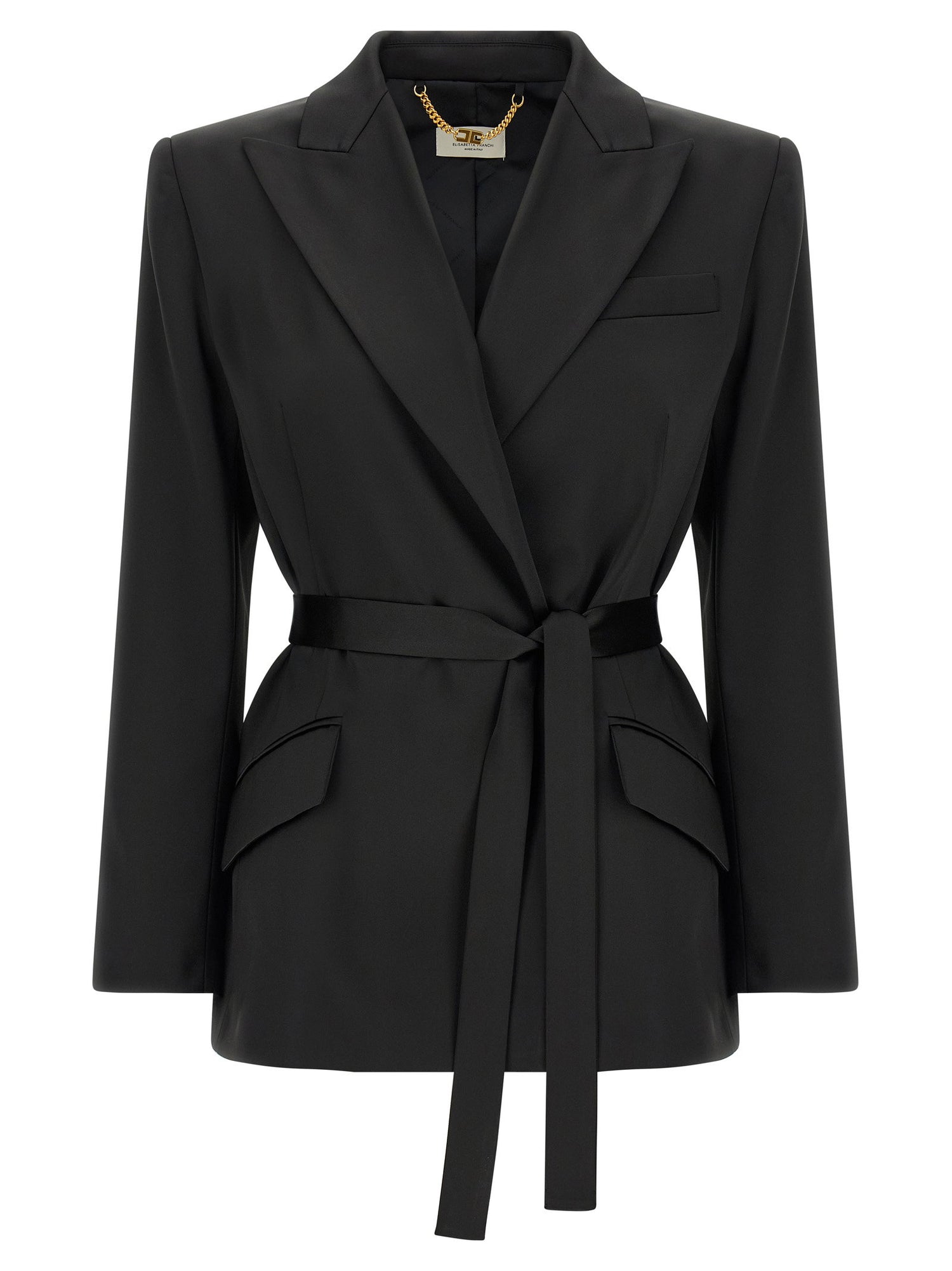 Elisabetta Franchi Stretch Satin Blazer Black