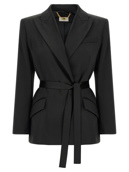 Elisabetta Franchi Stretch Satin Blazer Black