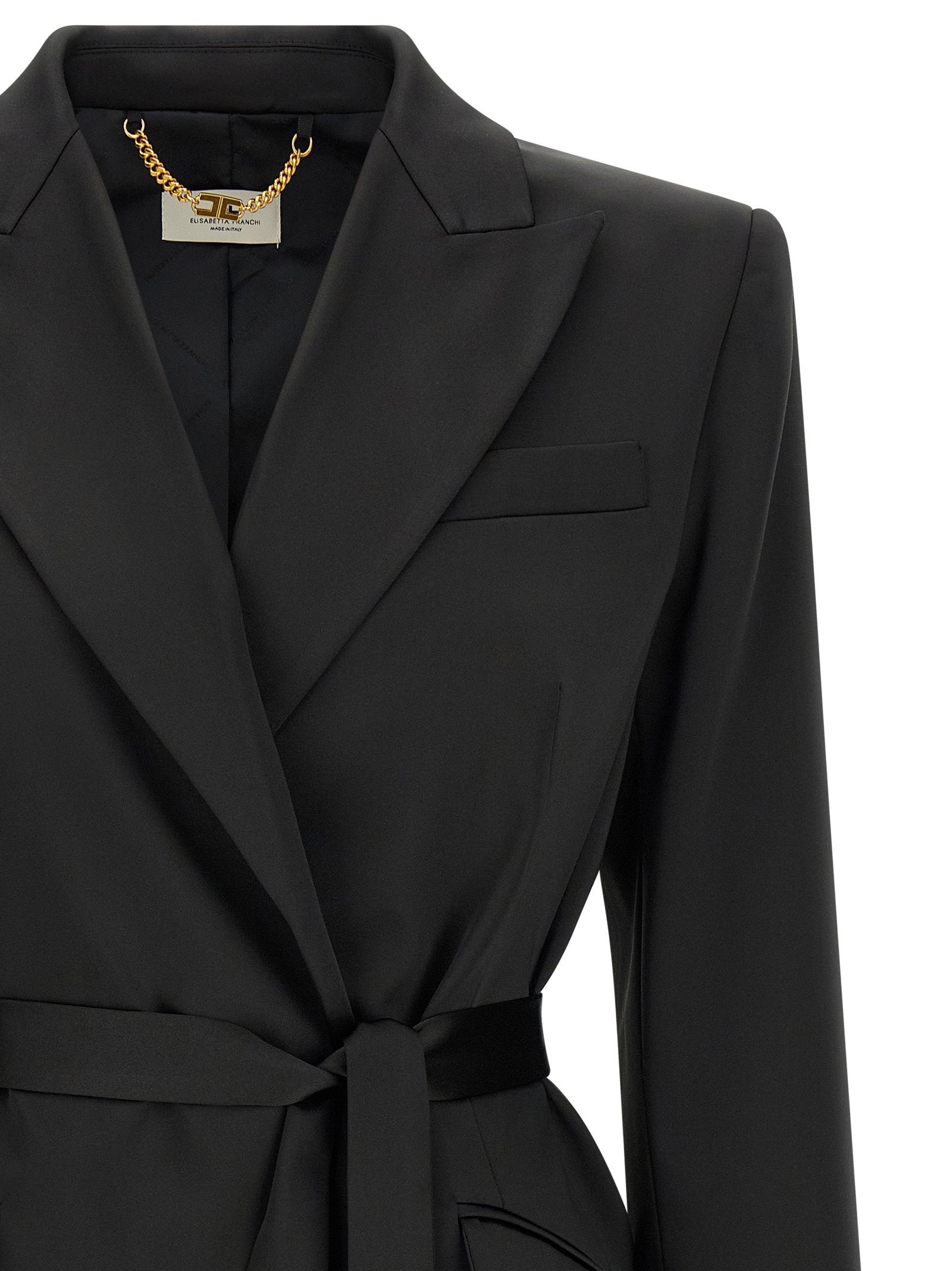 Elisabetta Franchi Stretch Satin Blazer Black