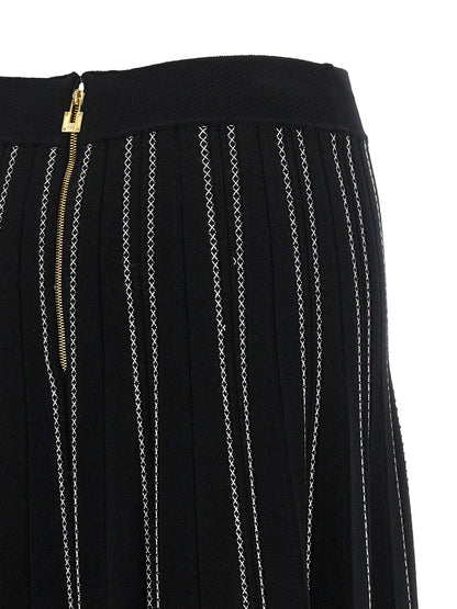 Elisabetta Franchi Origami Knit Skirt Black  
