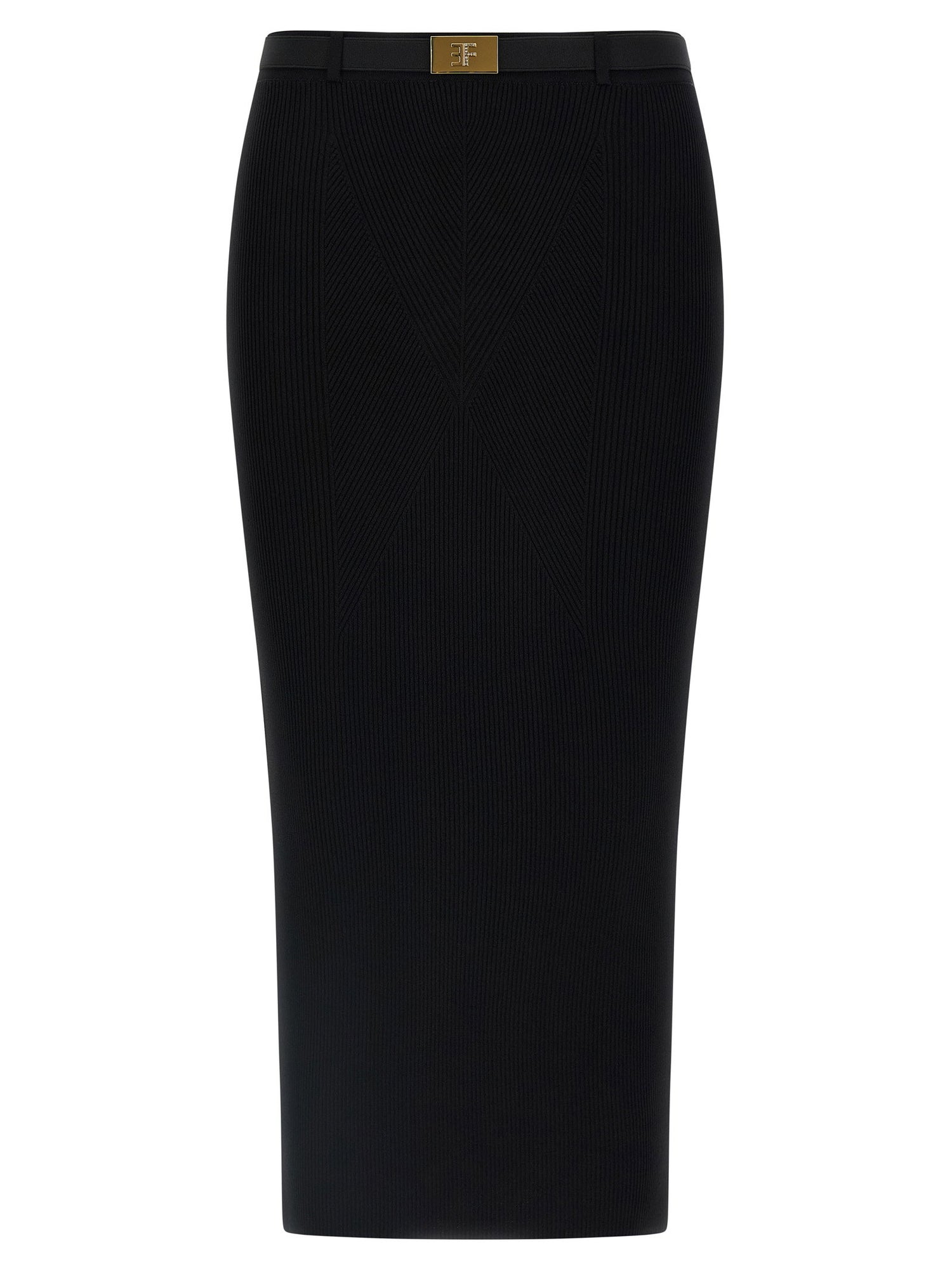 Elisabetta Franchi Ribbed Knit Skirt Black