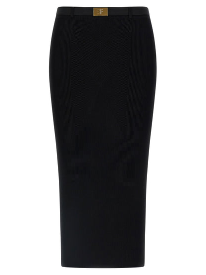 Elisabetta Franchi Ribbed Knit Skirt Black