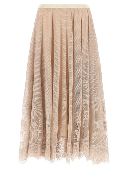 Fabiana Filippi Jacquard Lace Skirt Pink