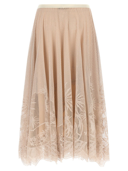 Fabiana Filippi Jacquard Lace Skirt Pink