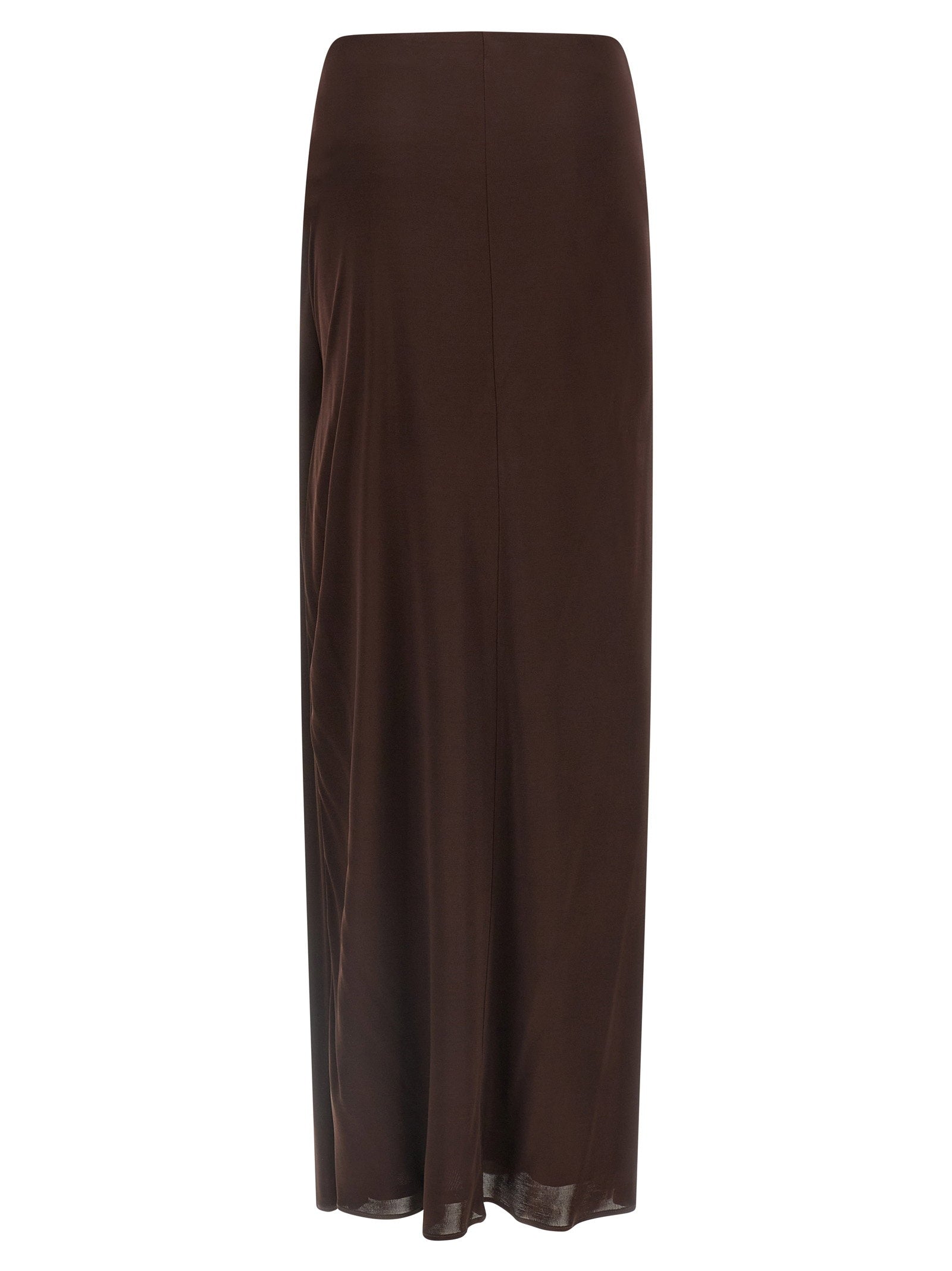 Elisabetta Franchi Shiny Viscose Skirt Brown