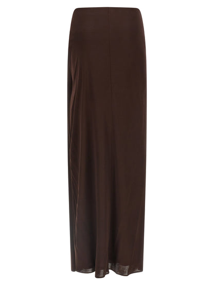 Elisabetta Franchi Shiny Viscose Skirt Brown