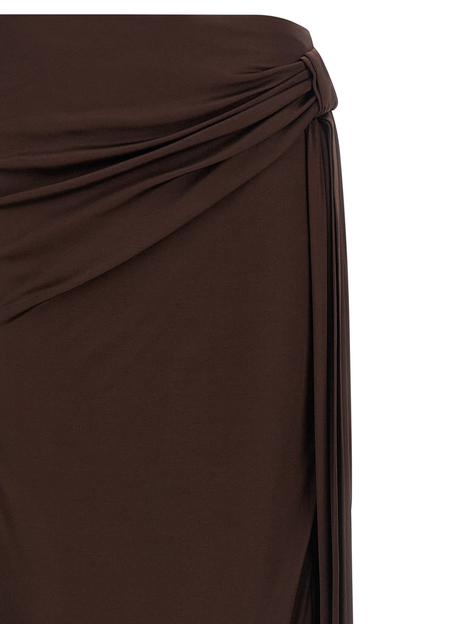 Elisabetta Franchi Shiny Viscose Skirt Brown