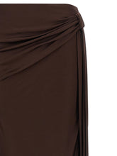 Elisabetta Franchi Shiny Viscose Skirt Brown