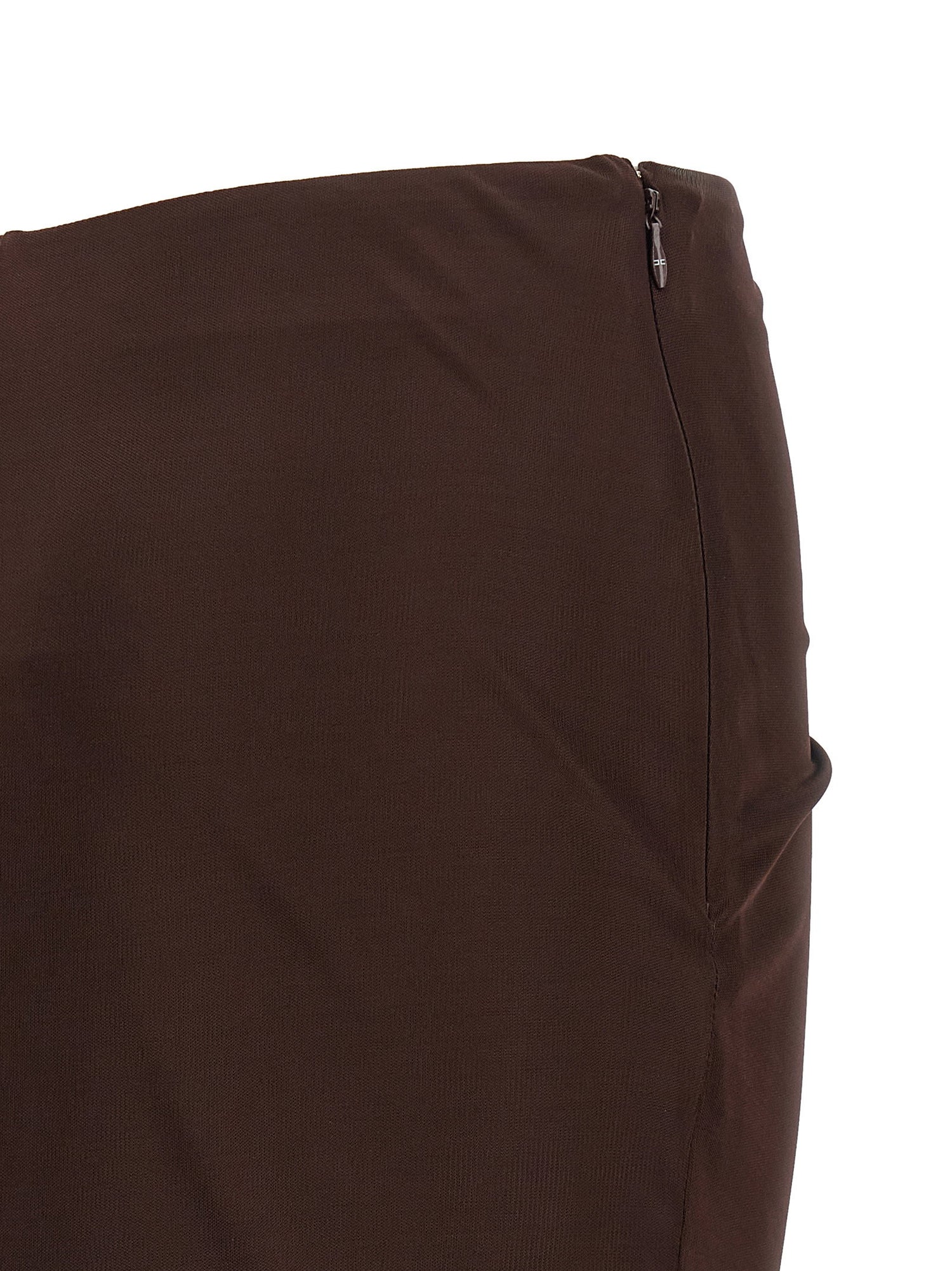 Elisabetta Franchi Shiny Viscose Skirt Brown