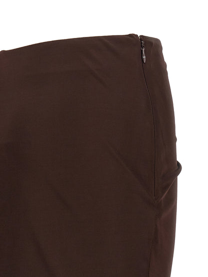 Elisabetta Franchi Shiny Viscose Skirt Brown