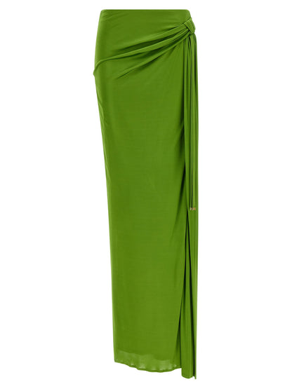 Elisabetta Franchi Shiny Viscose Skirt Green
