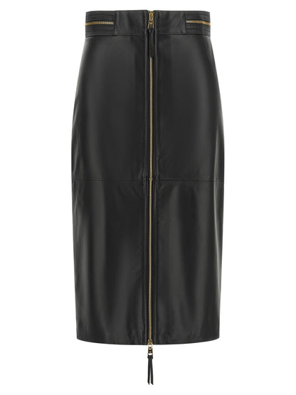 Elisabetta Franchi Leather Skirt Black