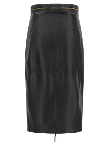 Elisabetta Franchi Leather Skirt Black