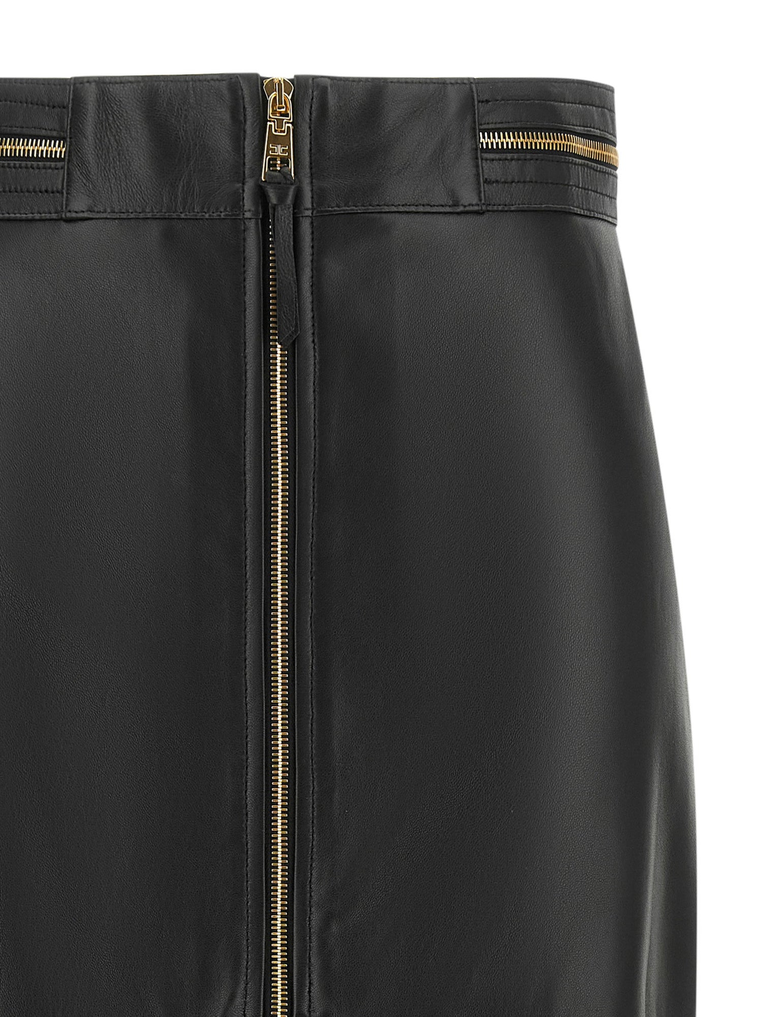 Elisabetta Franchi Leather Skirt Black