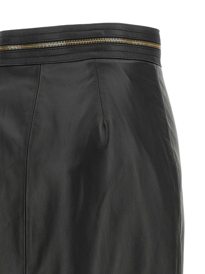 Elisabetta Franchi Leather Skirt Black