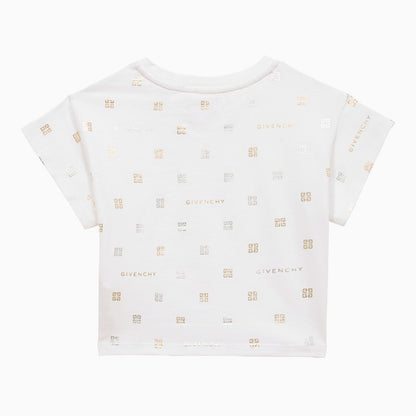Givenchy White Cotton Crew-Neck T-Shirt with Silver and Gold Logo White