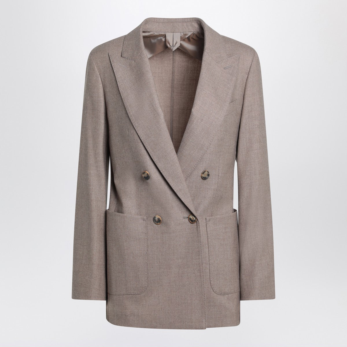 Max Mara Double-Breasted Cashmere Jacket with Embroidered Lapels in Beige