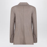 Max Mara Double-Breasted Cashmere Jacket with Embroidered Lapels in Beige