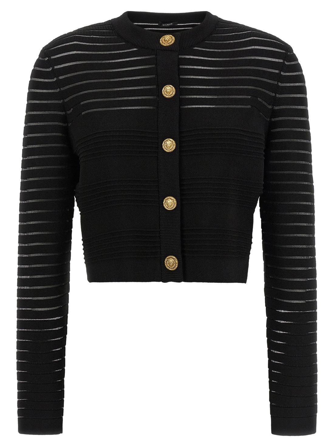 Balmain Semi-transparent Stripes Cardigan Black