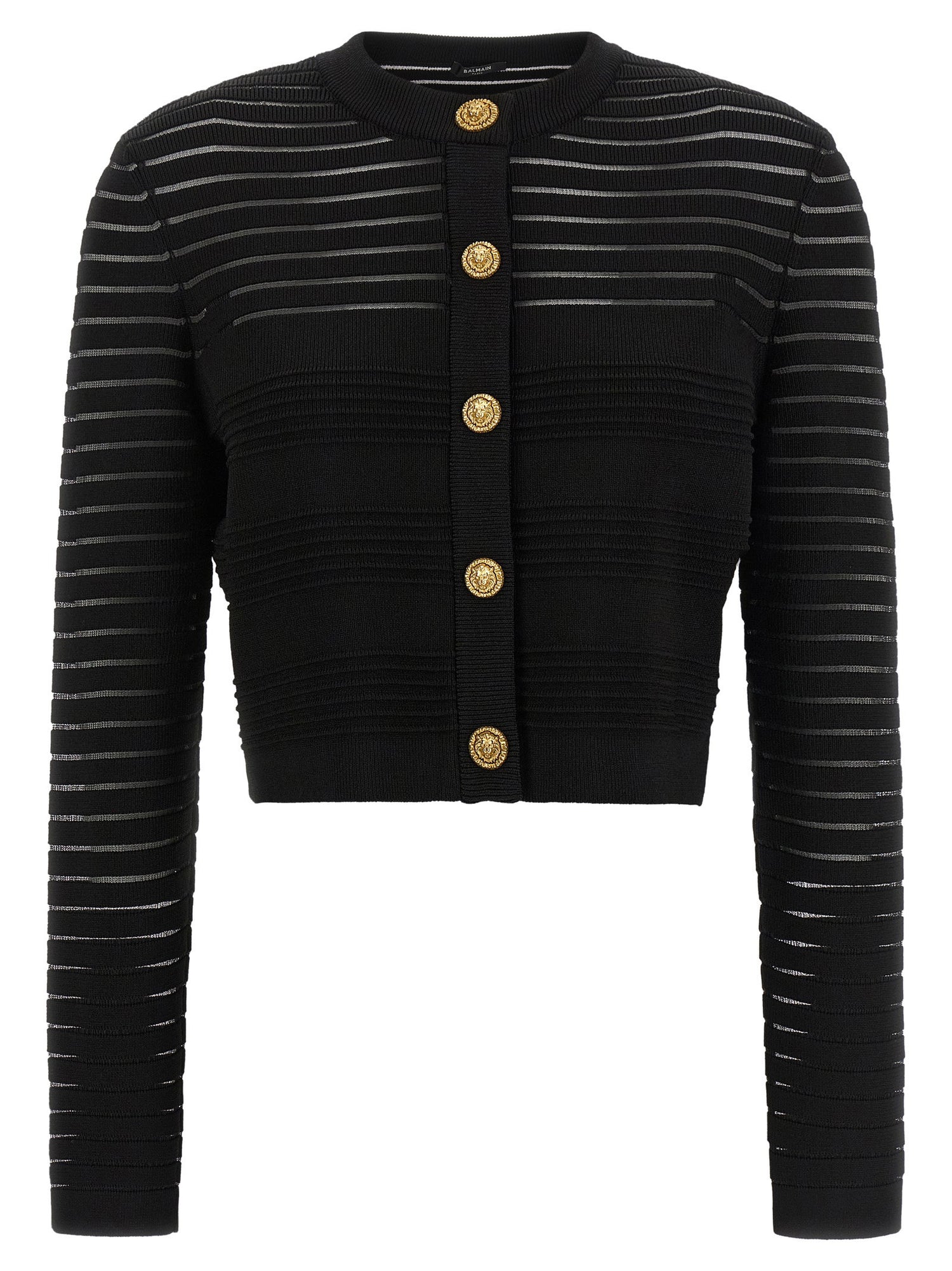 Balmain Semi-transparent Stripes Cardigan Black