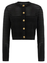 Balmain Semi-transparent Stripes Cardigan Black