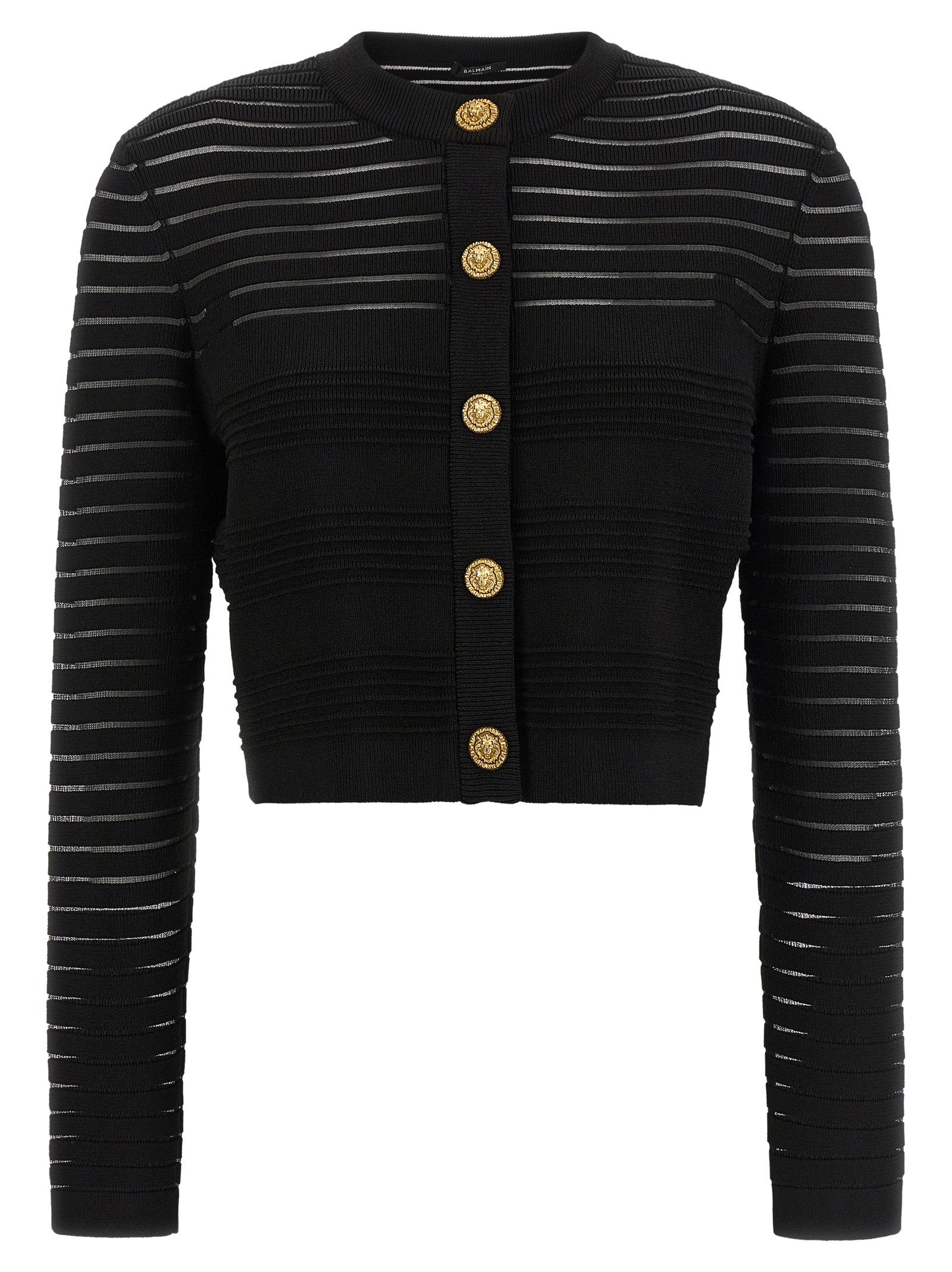Balmain Semi-transparent Stripes Cardigan Black