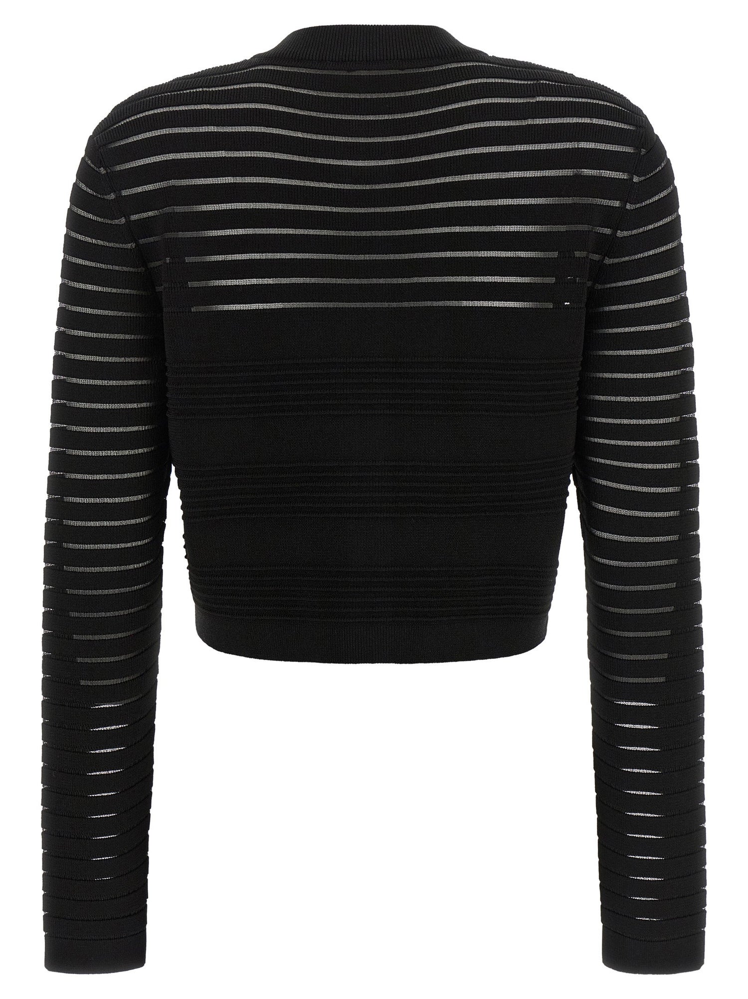 Balmain Semi-transparent Stripes Cardigan Black