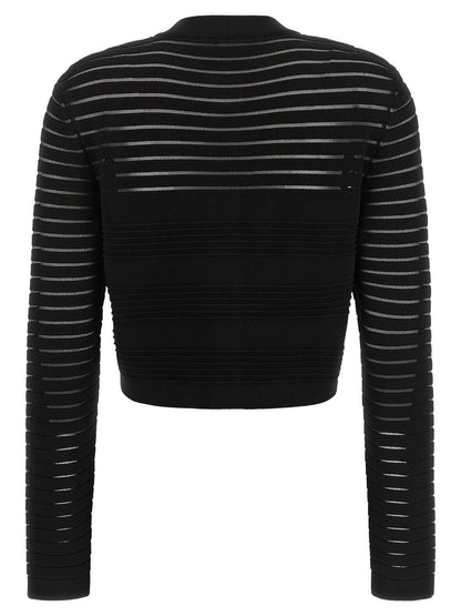 Balmain Semi-transparent Stripes Cardigan Black