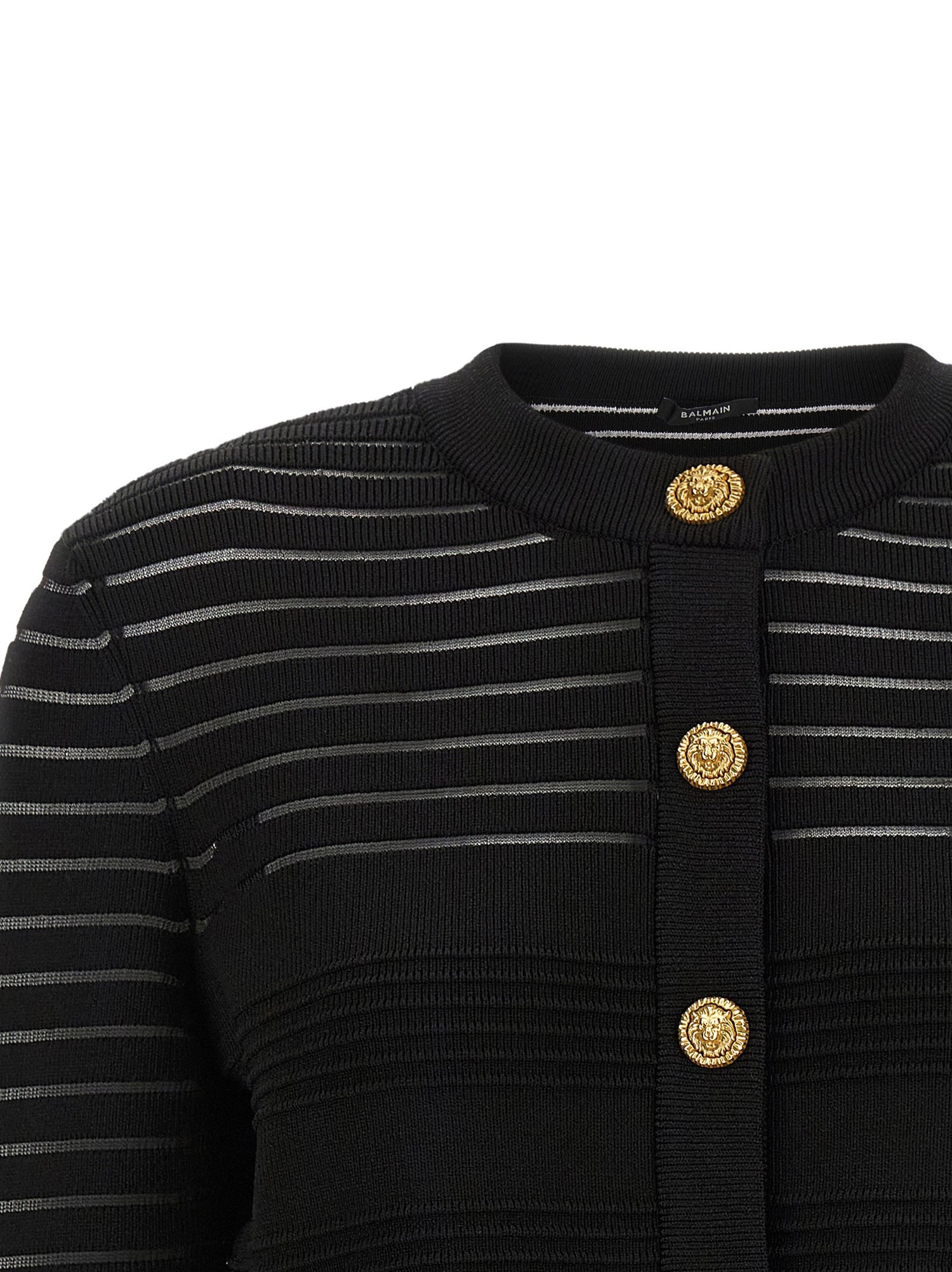 Balmain Semi-transparent Stripes Cardigan Black