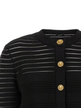 Balmain Semi-transparent Stripes Cardigan Black
