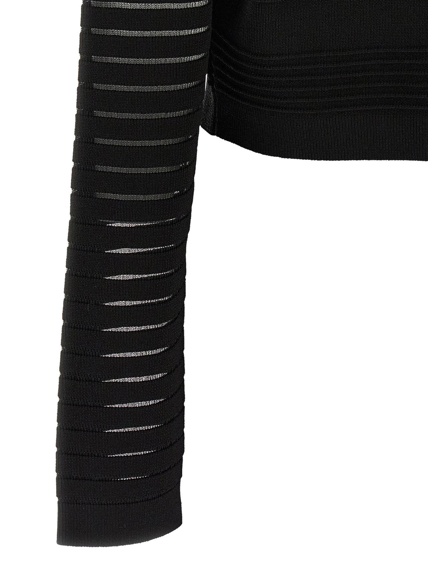 Balmain Semi-transparent Stripes Cardigan Black
