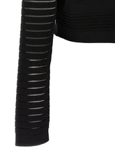 Balmain Semi-transparent Stripes Cardigan Black