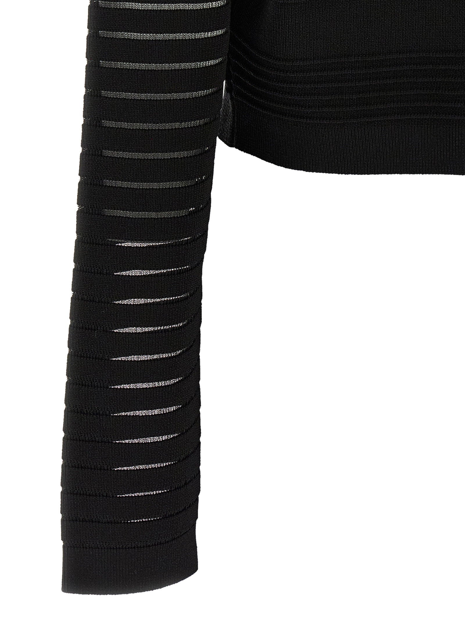 Balmain Semi-transparent Stripes Cardigan Black