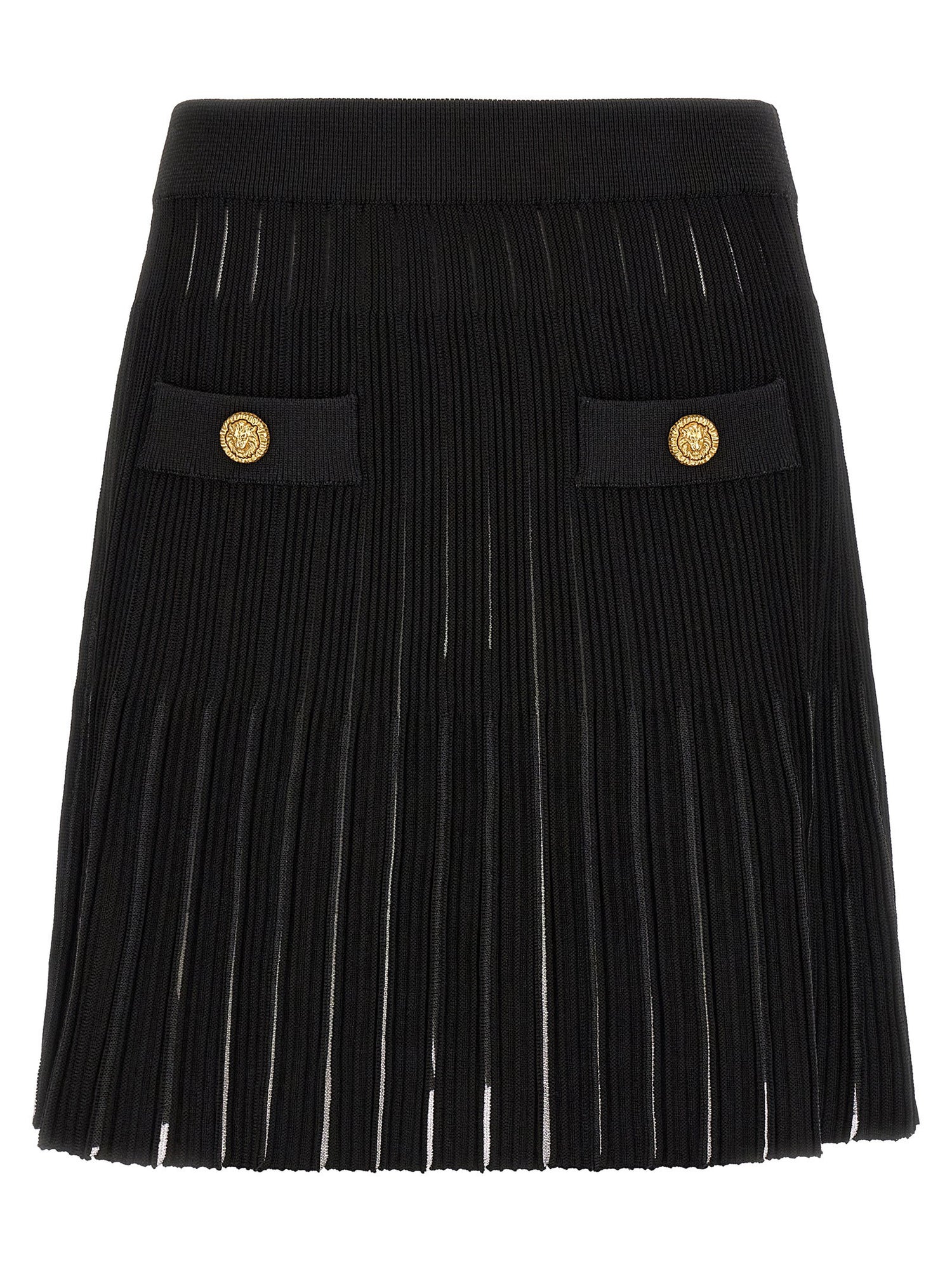 Balmain Pleated Skirt Black