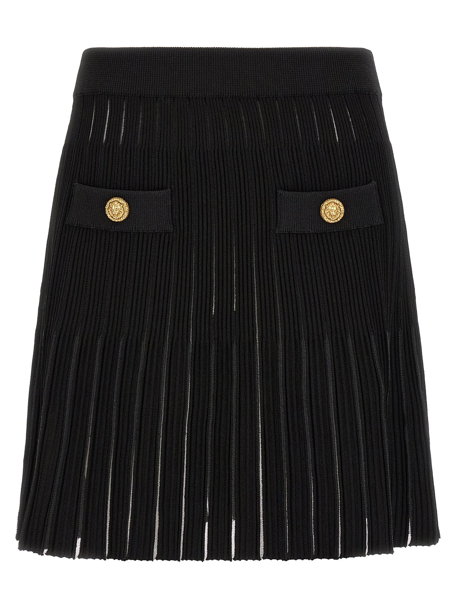 Balmain Pleated Skirt Black