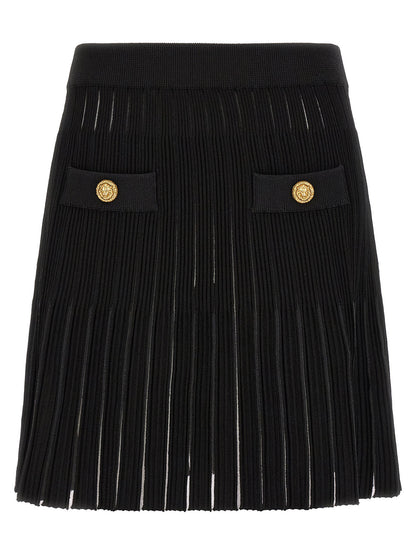 Balmain Pleated Skirt Black