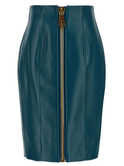 Balmain Xl Zip Skirt Blue