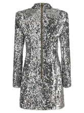 Balmain Sequin Dress Silver