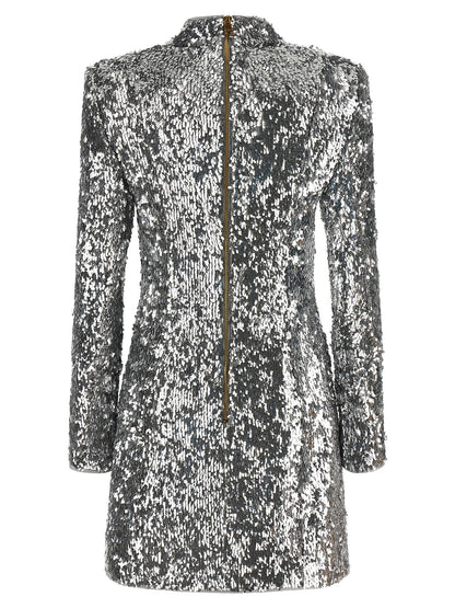 Balmain Sequin Dress Silver