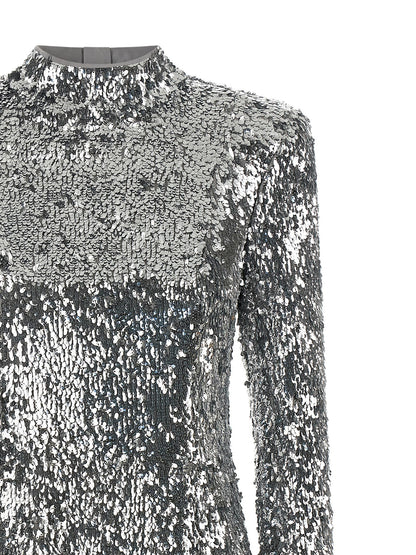Balmain Sequin Dress Silver